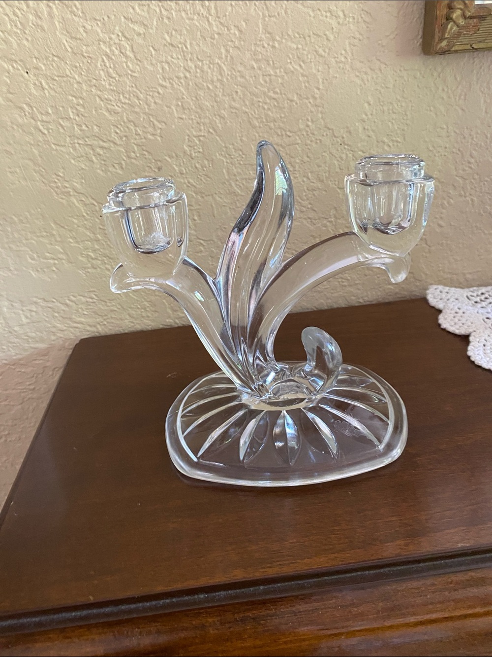 Clear Glass Double Candle Holder